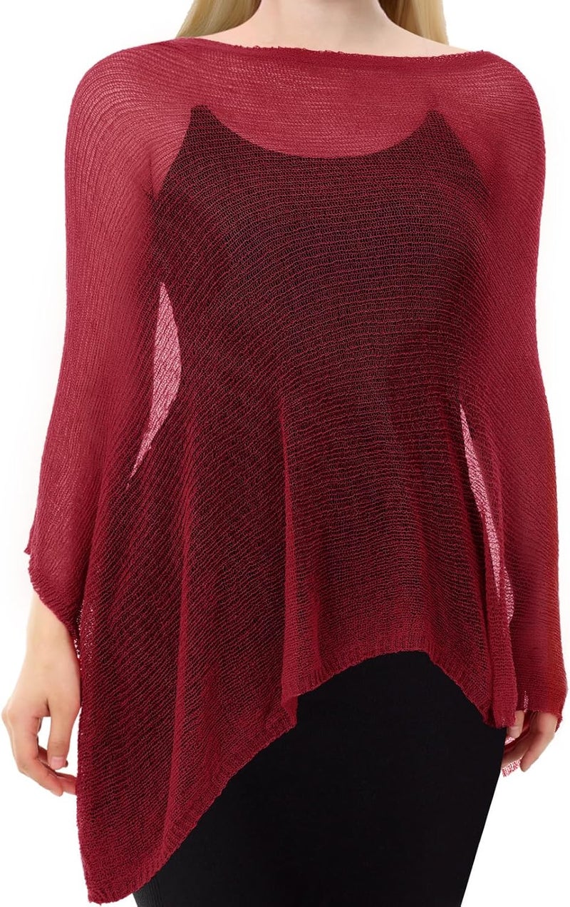 Jamntower 1 Pcs Women Sheer Poncho Shrug Summer Sheer Blouse Top Lightweight Poncho Sheer Bolero for Formal Evening Dress - Image 1